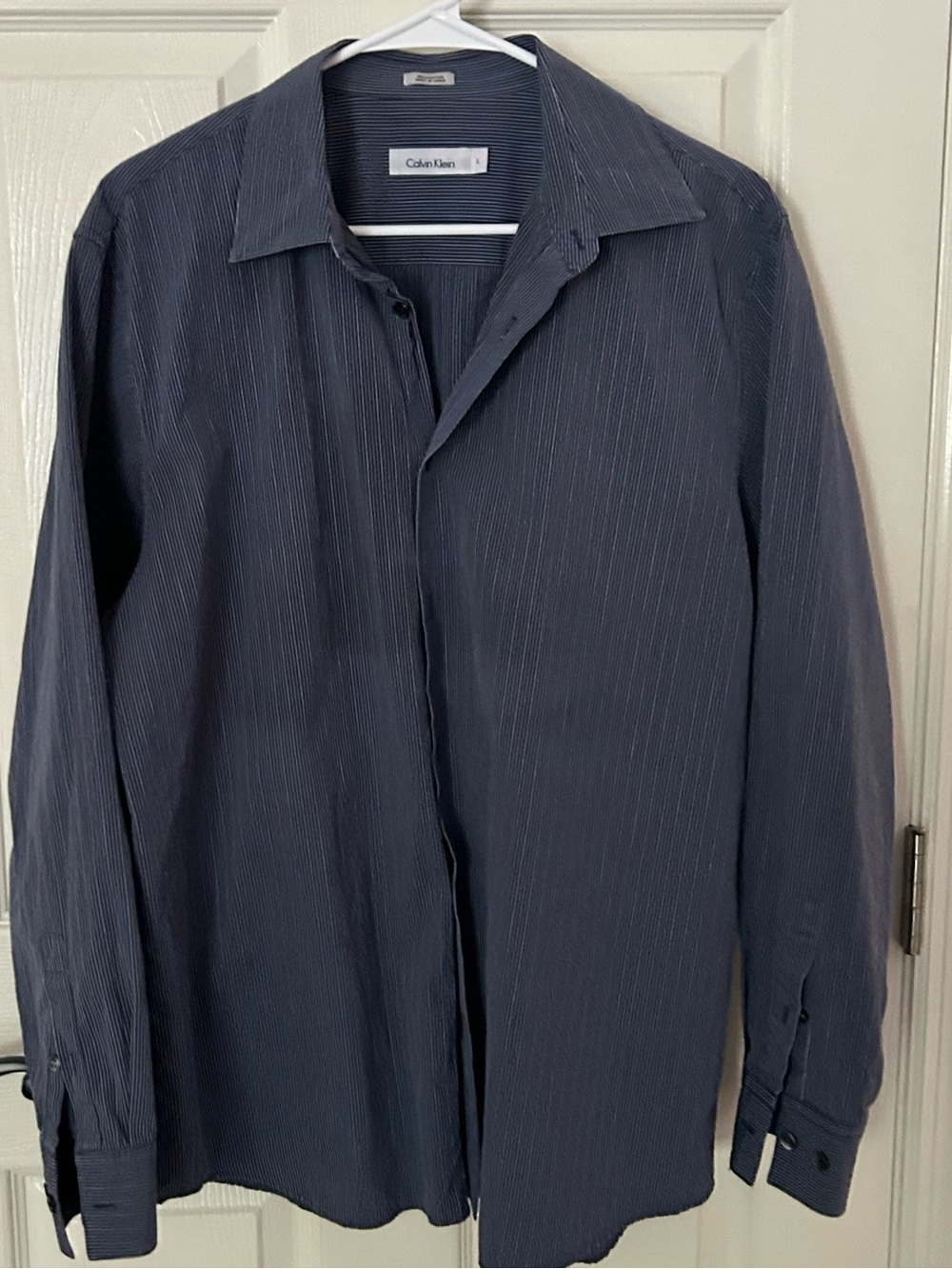 Calvin Klein Men's Dark Navy Pinstripe Shirt Jacket
